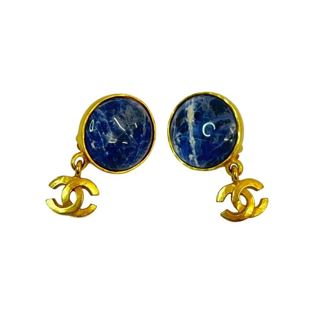 CHANEL Blue Logo Earrings - Picture 4 of 6